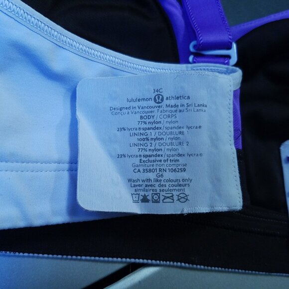 Lululemon Ta Ta Tamer Cool Breeze Power Purple Sports Bra Size 34C - Picture 5 of 5